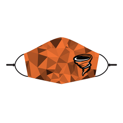 Adjustable Face Mask - Little Cyclone Mascot Orange Geometric Design